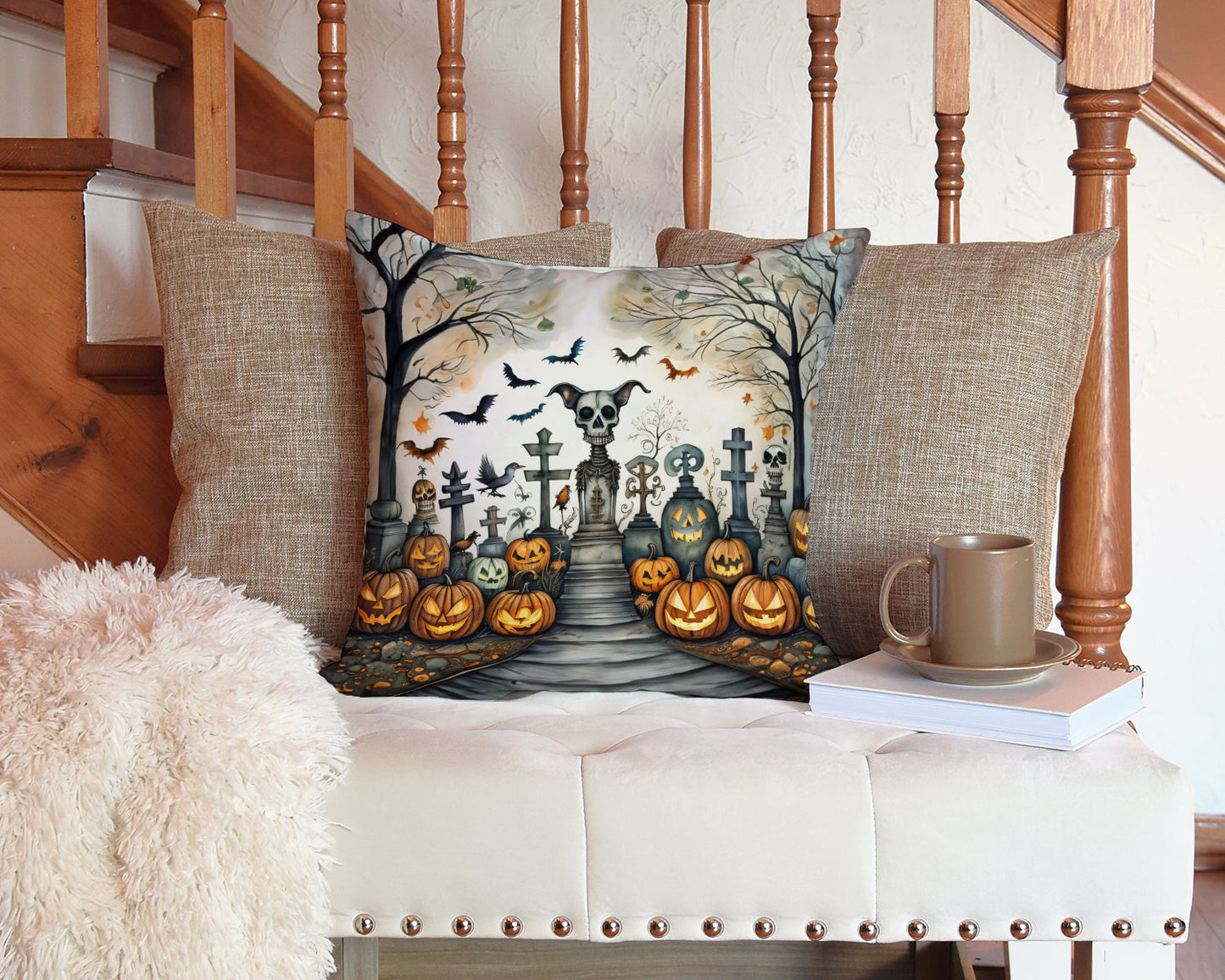 Pet Cemetery Spooky Halloween Throw Pillow