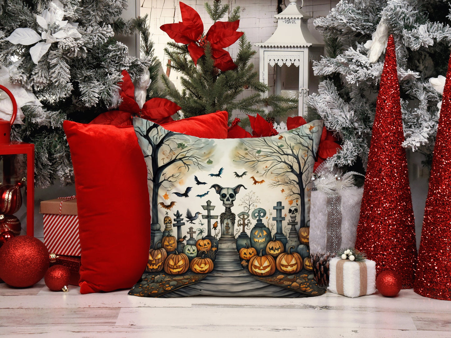 Pet Cemetery Spooky Halloween Throw Pillow-4