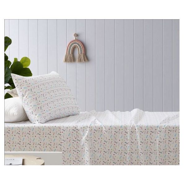 NNEDSZ Bones Printed Microfibre Sheet Sets by Happy Kids Single-0