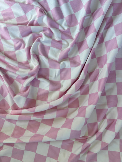 Sugar Pink & White Checkered Stretch Swaddle
