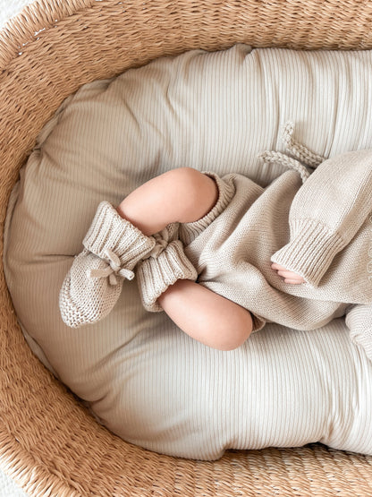 Oat Ribbed Baby Lounger Cover