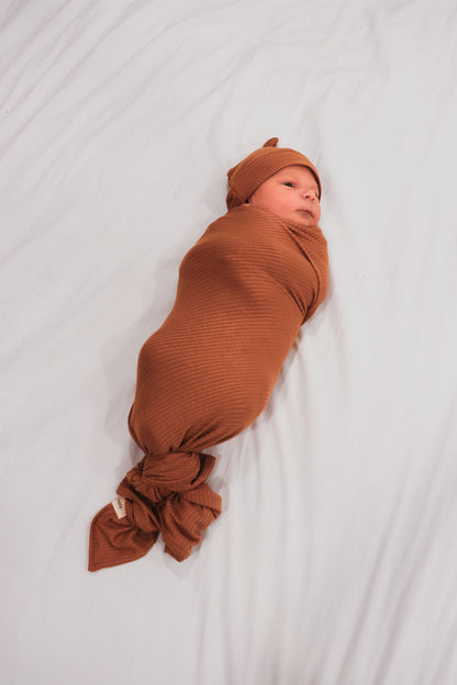 Cocoa Ribbed Stretch Swaddle