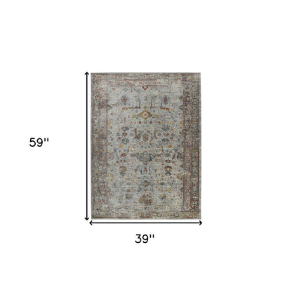 3' X 5' Gray Rust And Brown Medallion Area Rug