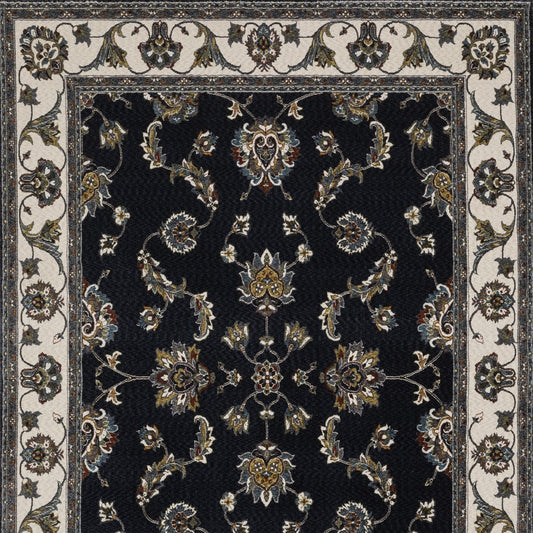 5' X 8' Ivory Oriental Area Rug With Fringe