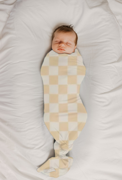 Butter Yellow & White Checkered Stretch Swaddle