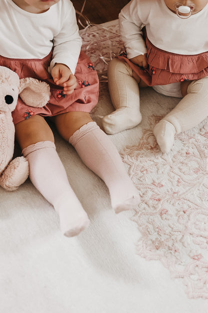 Ruffle Cotton Knee High Socks