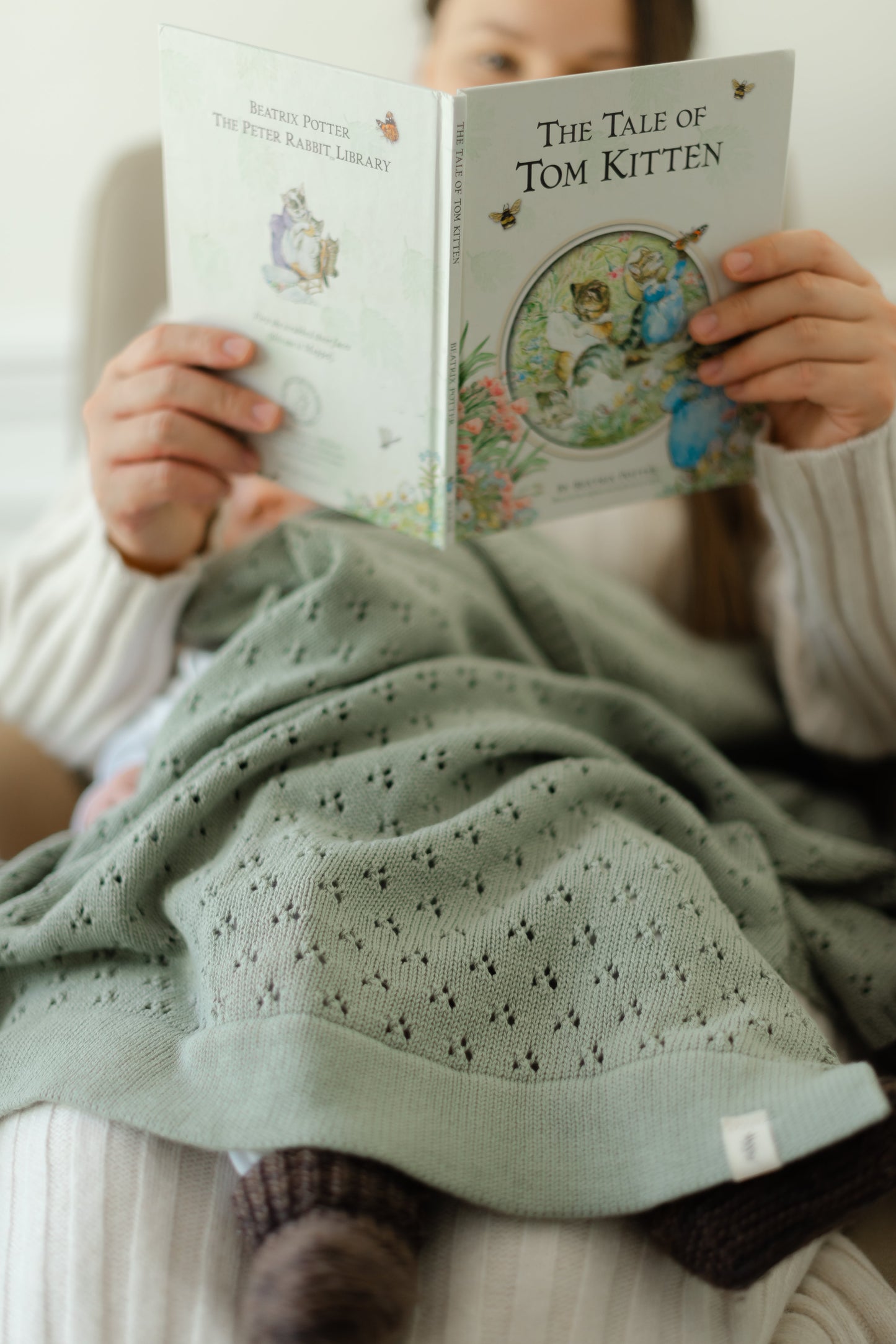 Mint Pointelle Knit Blanket