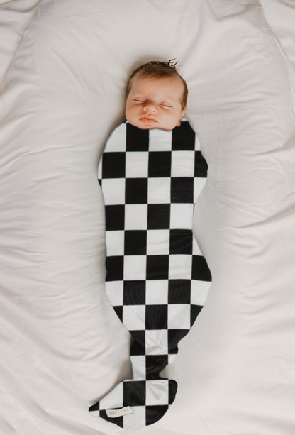 Race Black & White Checkered Stretch Swaddle