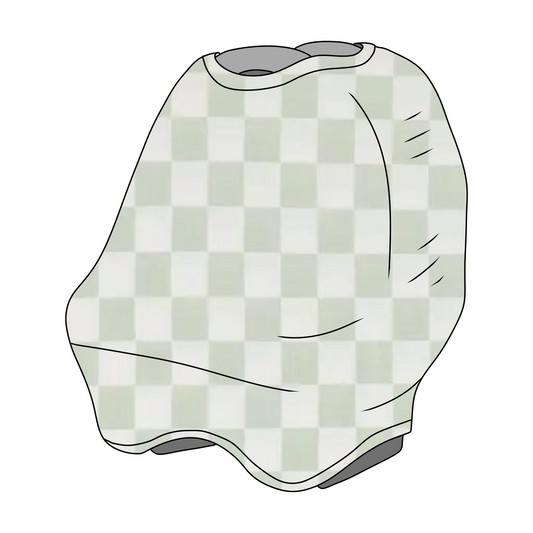 Leaf Green & White Checkered Carseat Cover