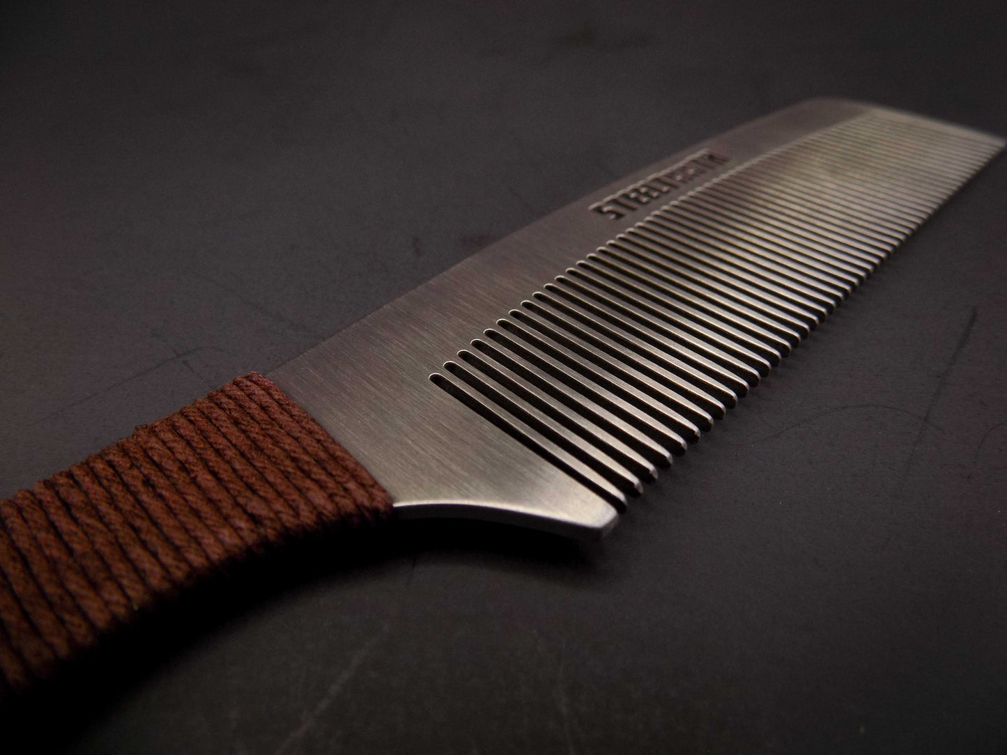 Hemp Cordage Handle Steeltooth Comb - Earth Tones