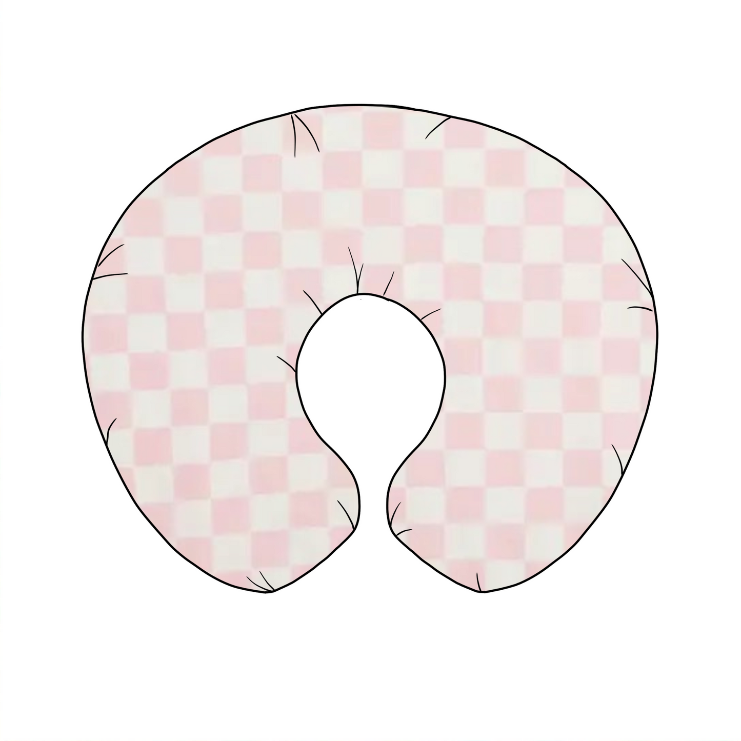 Sugar Pink & White Checkered Nursing Pillow Cover