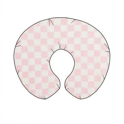 Sugar Pink & White Checkered Nursing Pillow Cover