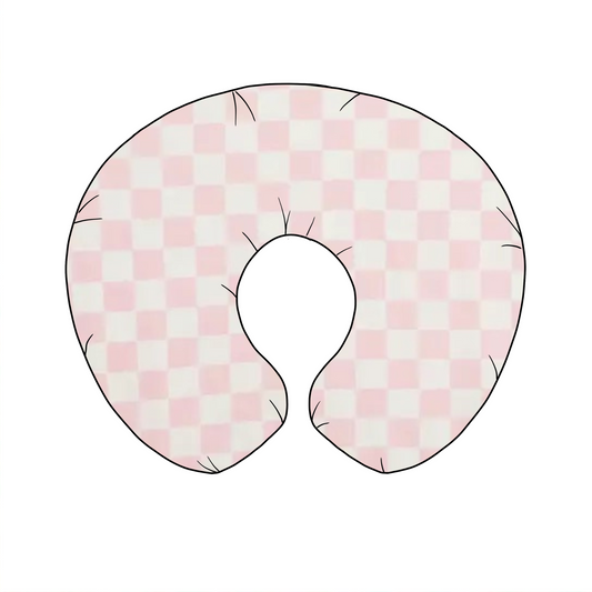Sugar Pink & White Checkered Nursing Pillow Cover