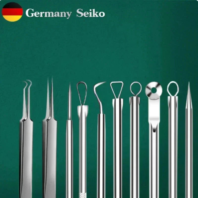 11‑Piece Ultra‑Fine Acne & Blackhead Tweezers Set