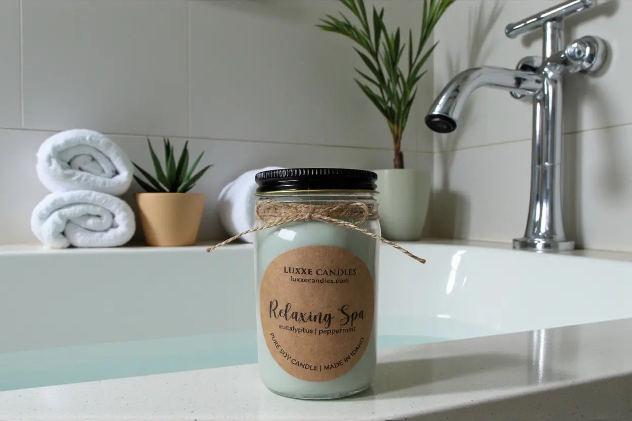 Relaxing Spa Eucalyptus and Mint Candle | Organic Soy Candle
