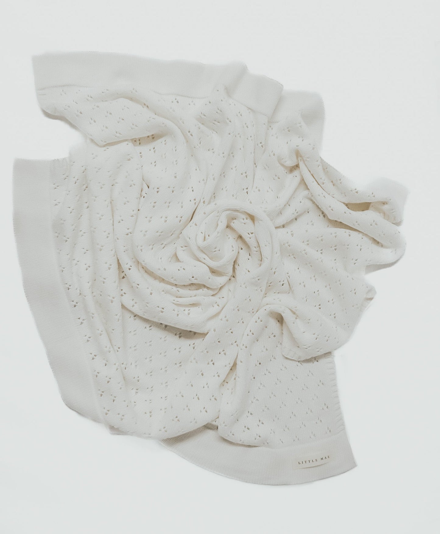 Vanilla White Baby Pointelle Knit Blanket
