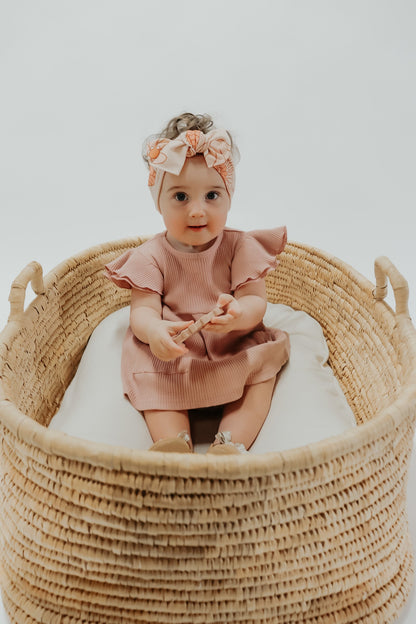 Floral Pink Blooming Bow Headwrap