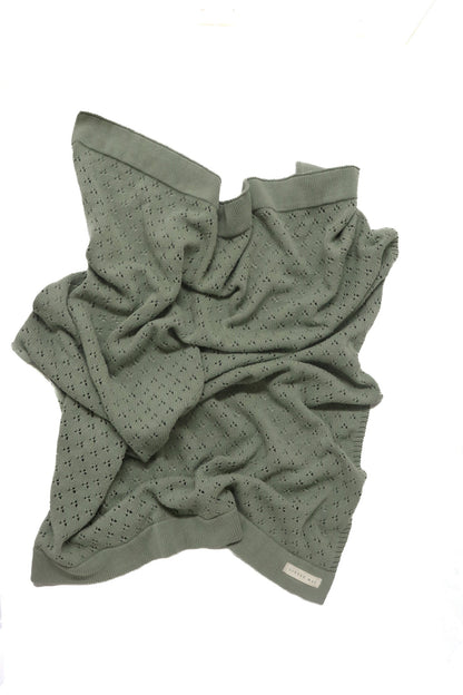 Mint Pointelle Knit Blanket