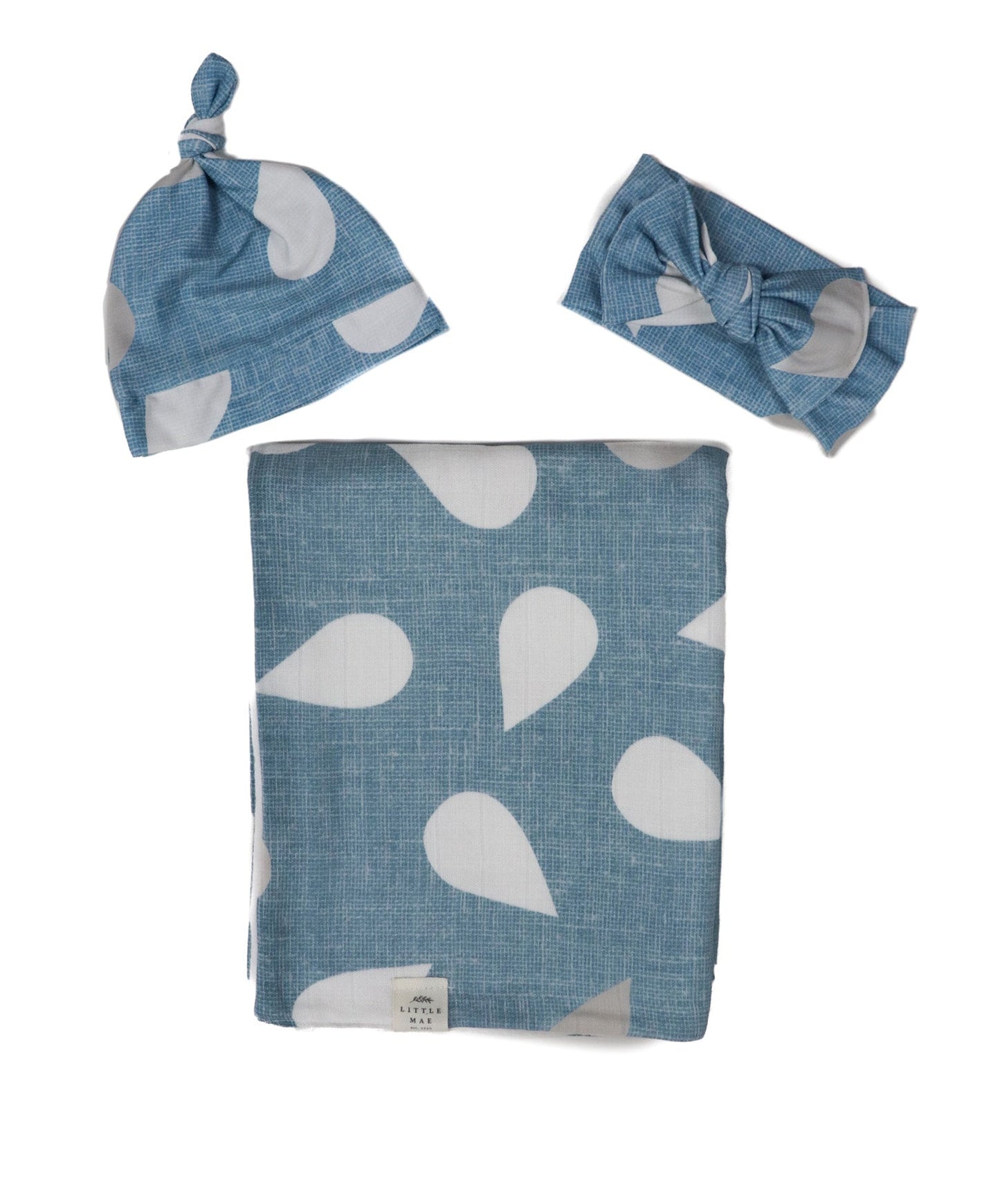 Blue Droplet Bow Headwrap