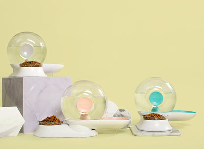 Pet Life ® 'Auto-Myst' Snail Shaped 2-in-1 Automated Gravity Pet Filtered Water Dispenser and Food Bowl