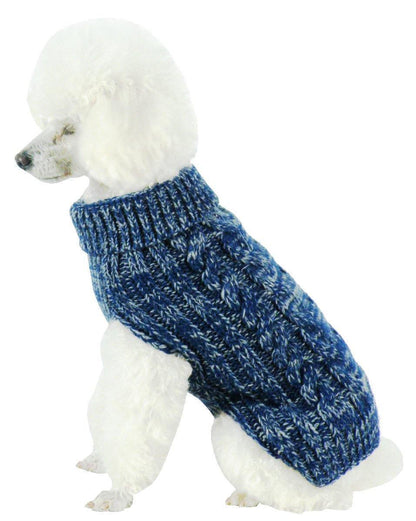 Pet Life ® Classical 'True Blue' Heavy Cable Knitted Ribbed Fashion Dog Sweater