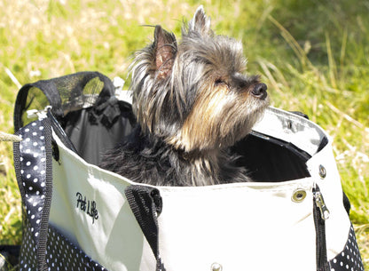 Pet Life ® 'Tote n' Boater' Trendy Spotted Designer Fashion Travel Pet Dog Carrier