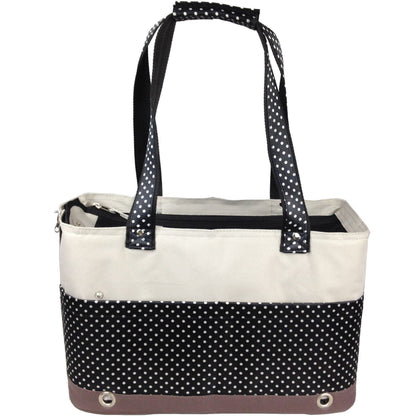 Pet Life ® 'Tote n' Boater' Trendy Spotted Designer Fashion Travel Pet Dog Carrier