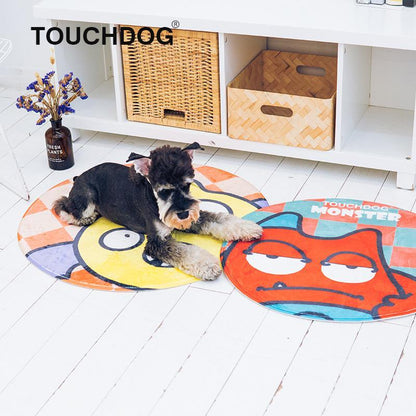 Touchdog Cartoon Sleepy Monster Rounded Cat and Dog Mat