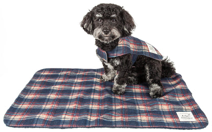Touchdog ® 2-In-1 Tartan Plaid Dog Jacket and Matching Reversible Dog Mat